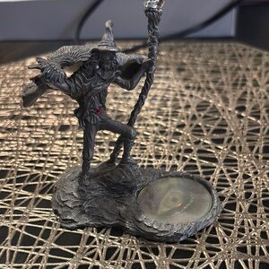 Silver Wizard Figurine with Red Gem